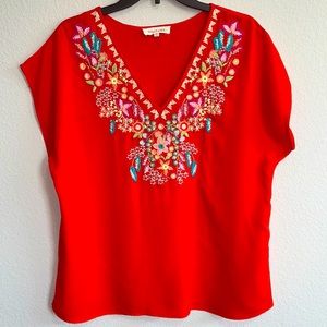 SOLITAIRE- Top with Embroidery detail.  Size Medium